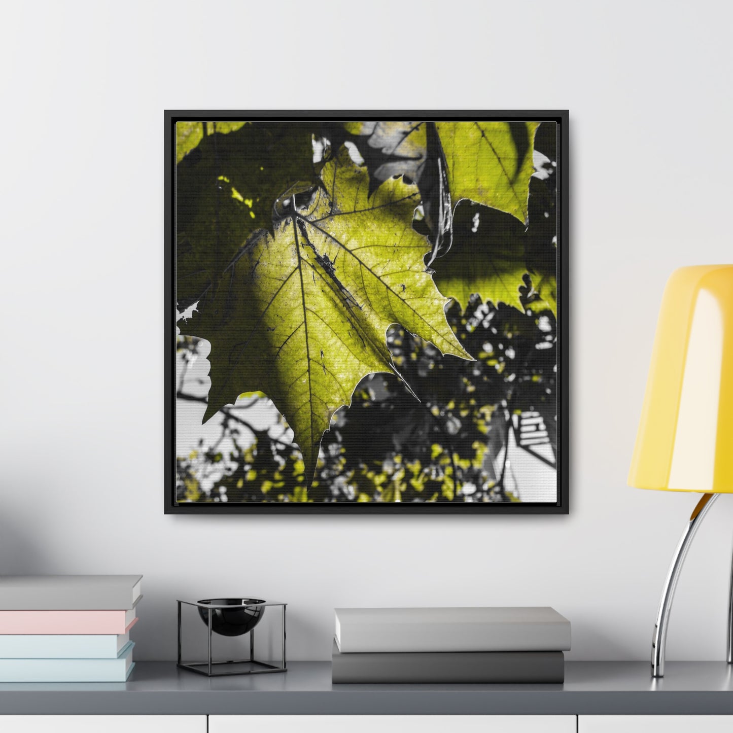 Nature's Detail: Close-Up Leaves Framed Canvas Print