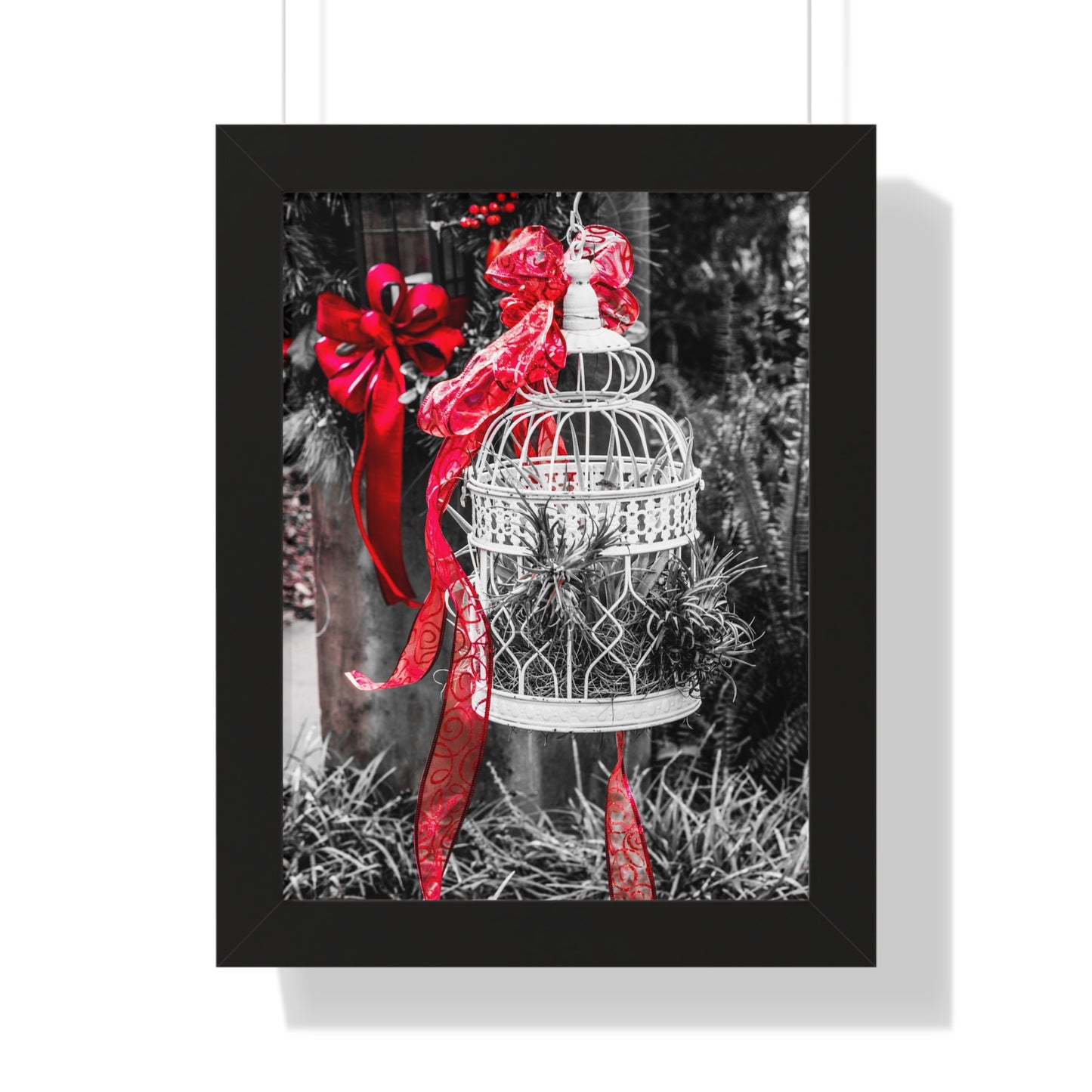 Decorative Birdcage with Red Accents Photography Print