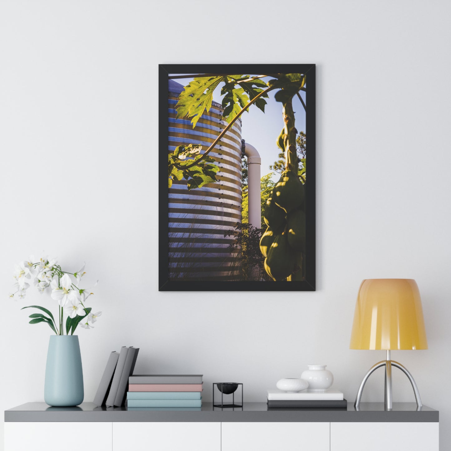 Papaya and Rainwater Tank Photography Print