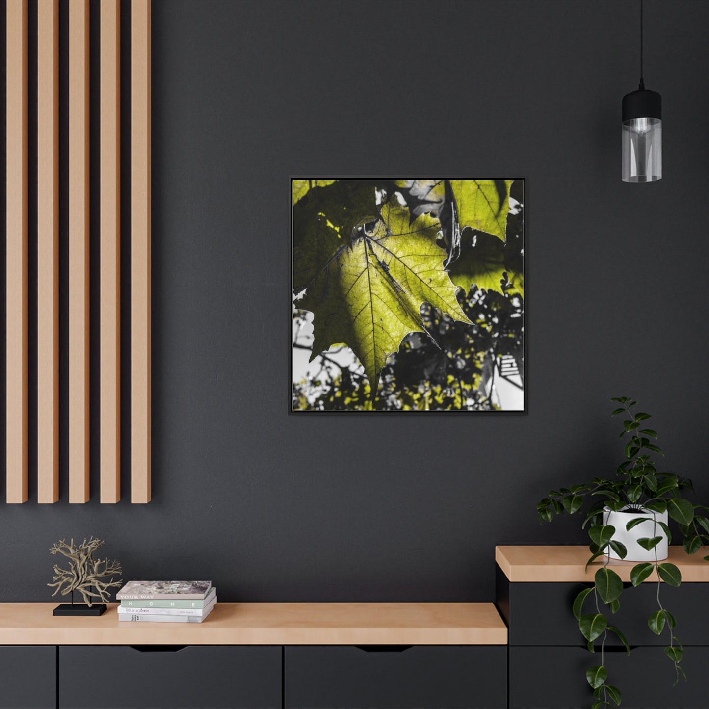 Nature's Detail: Close-Up Leaves Framed Canvas Print