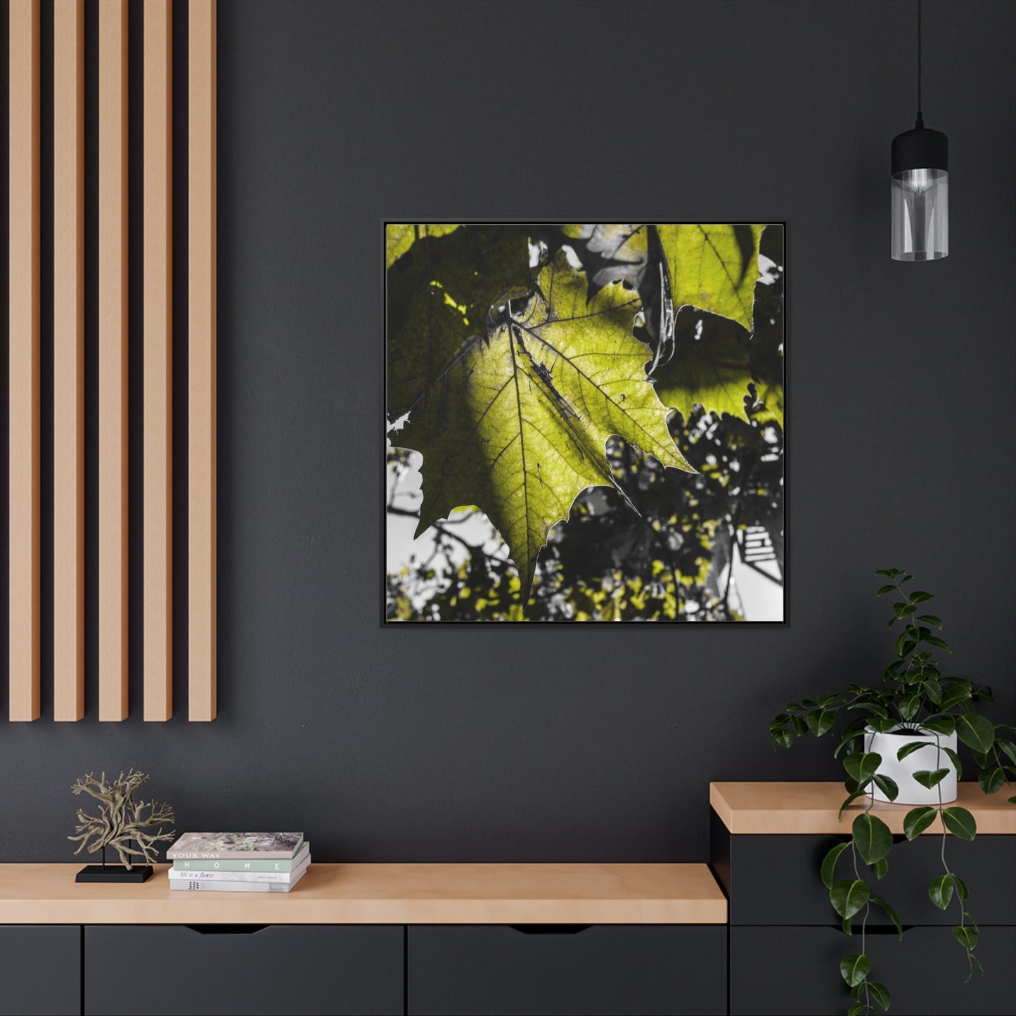 Nature's Detail: Close-Up Leaves Framed Canvas Print