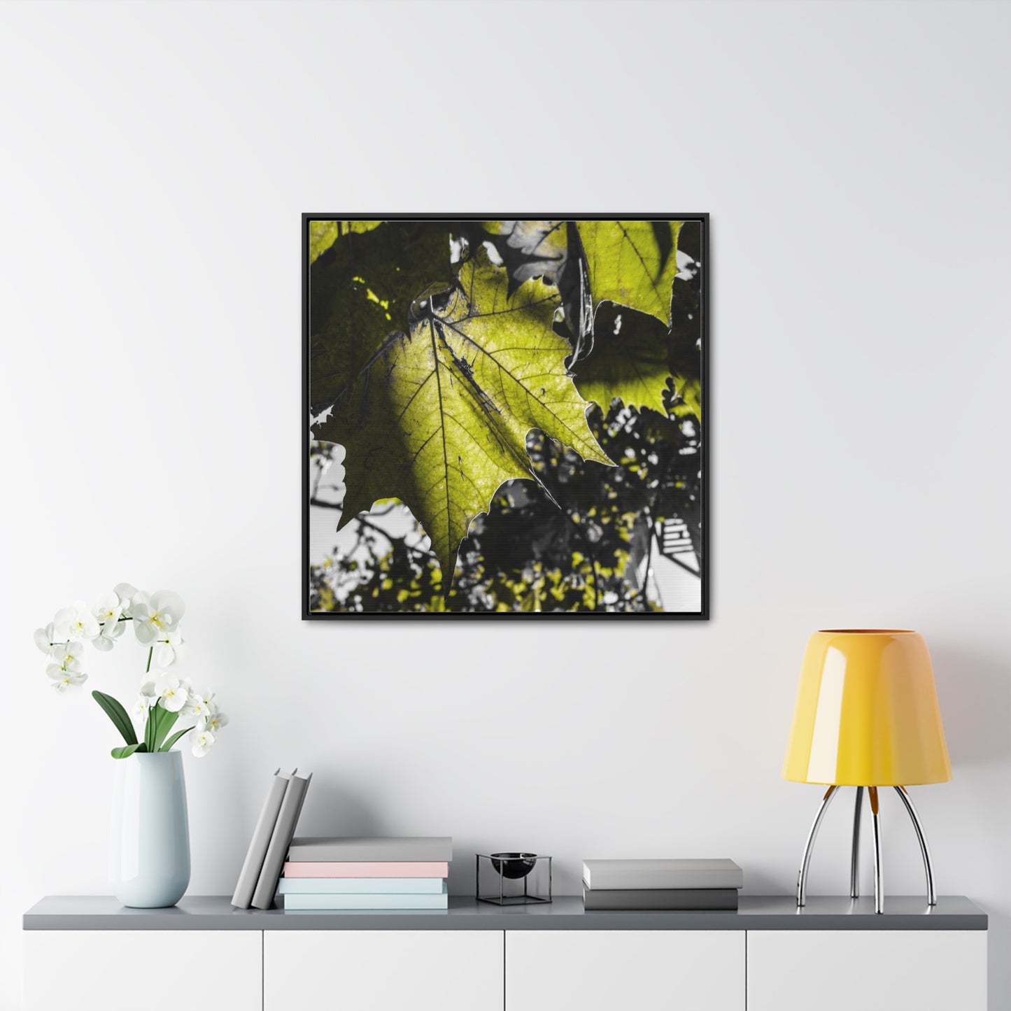 Nature's Detail: Close-Up Leaves Framed Canvas Print