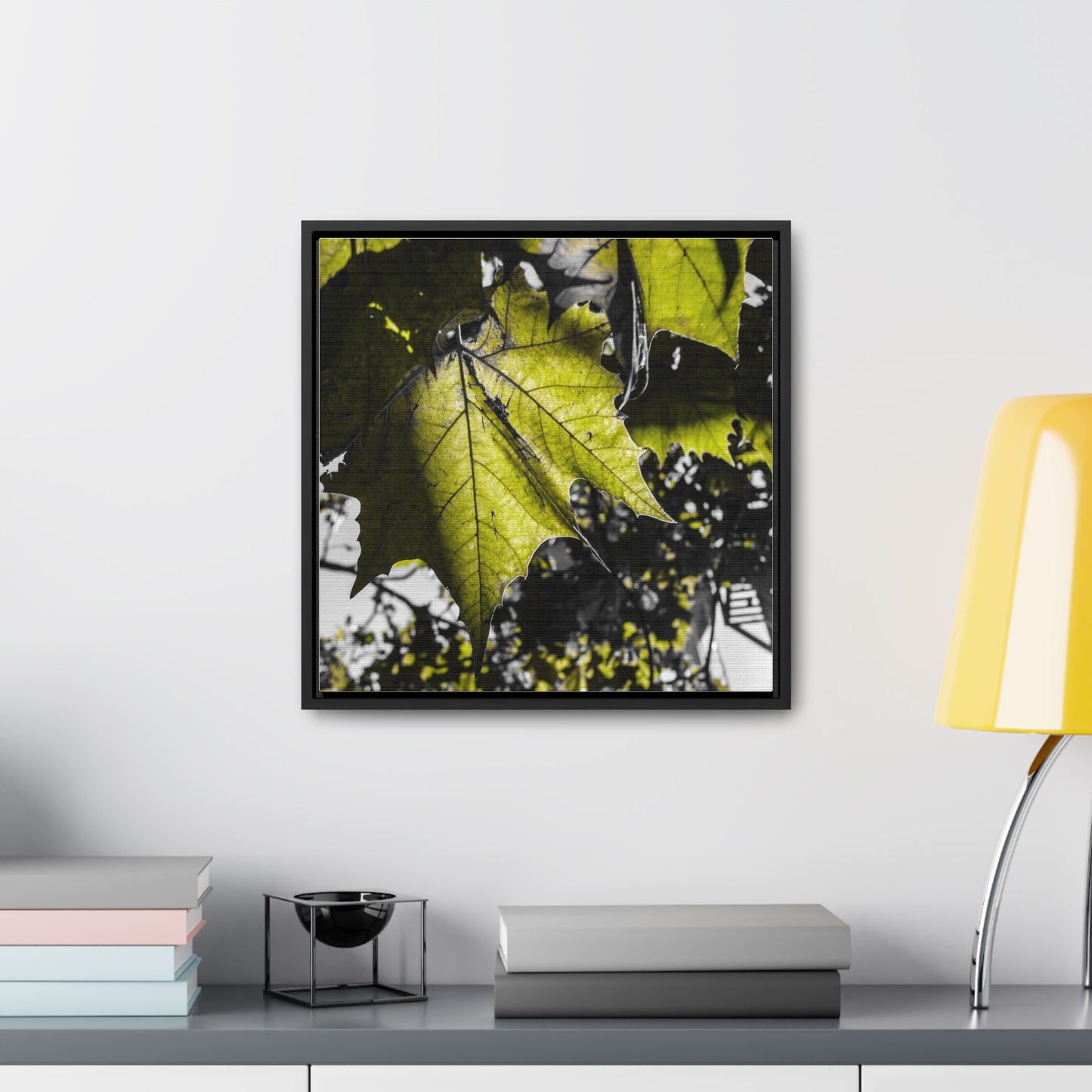 Nature's Detail: Close-Up Leaves Framed Canvas Print