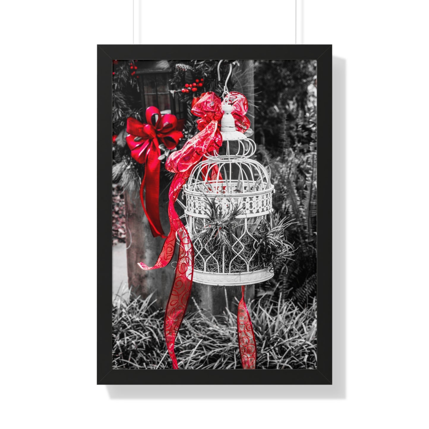 Decorative Birdcage with Red Accents Photography Print