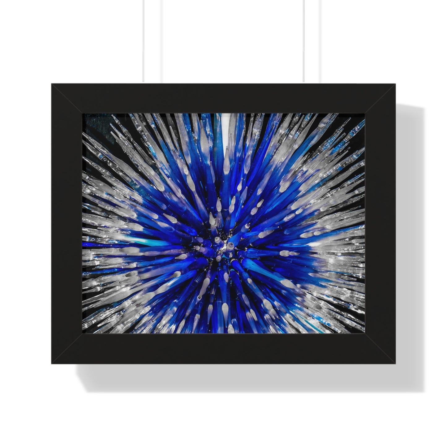 Ocean Serenity: Blue and Clear Glass Blown Sculpture - Framed Photography Print