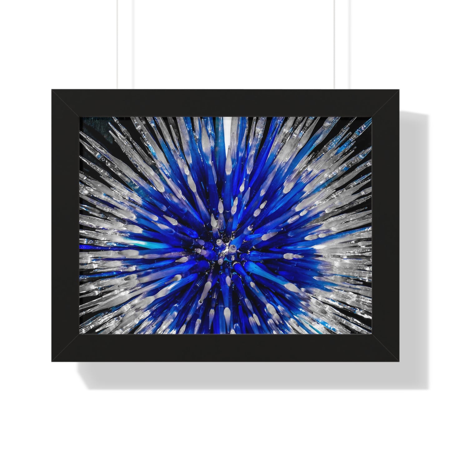 Ocean Serenity: Blue and Clear Glass Blown Sculpture - Framed Photography Print