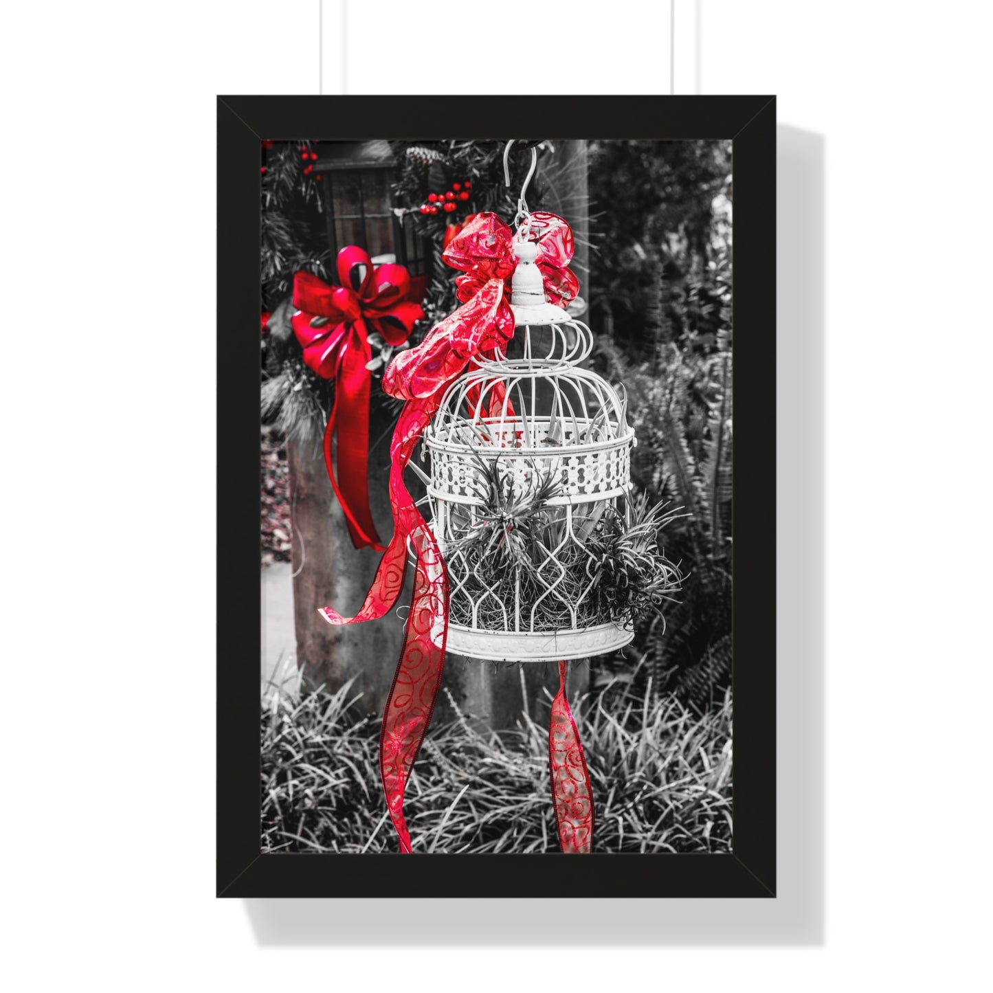 Decorative Birdcage with Red Accents Photography Print